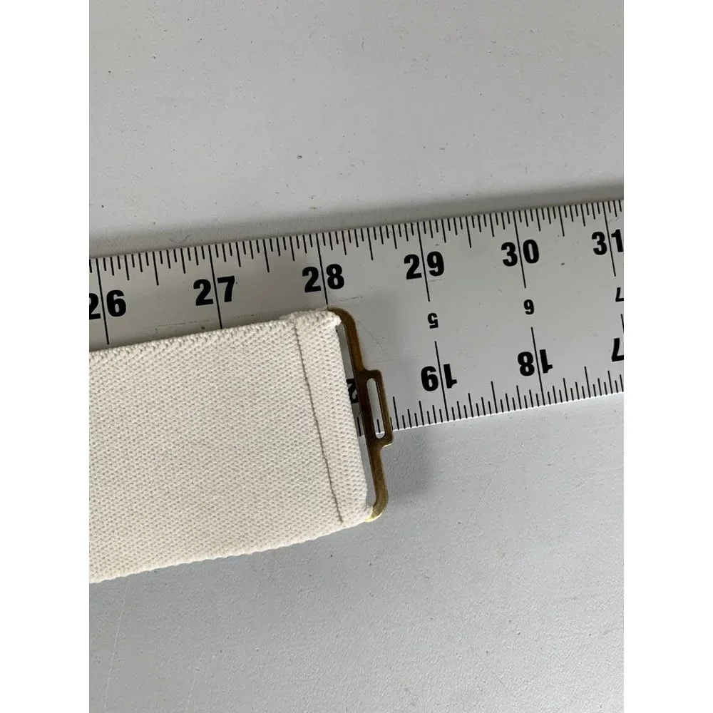 Vintage Statement Belt Womens Gold Accent White Elastic Waist 90s‎ Retro Wide